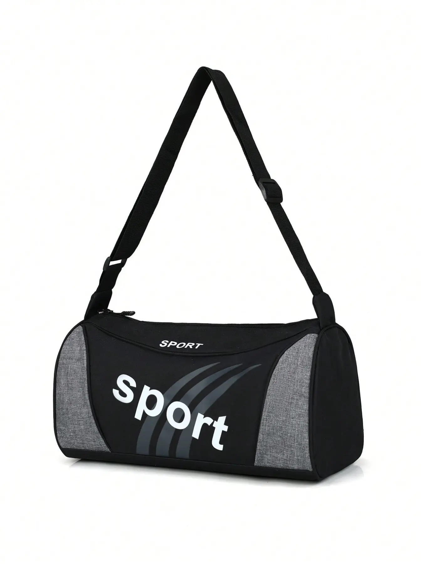 Casual Colorblock Cylinder Sports Shoulder Bag, Letter Pattern Gym Bag, Workout Sport Bags, Travel Gym Bag, Portable Zipper Lightweight Luggage Handbag, Unisex Daily Use Backpack, Training Bag, Sports Fitness Bag