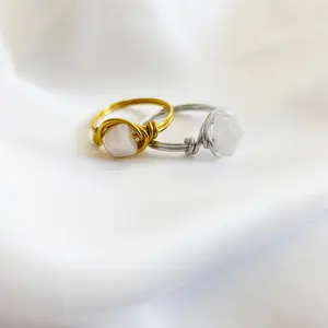 Raw Moonstone | Minimalist 18K Gold Handmade Wire-Wrapped Ring