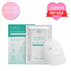 RIKI Camélia Anti-aging Peptide Silk Mask - Lightweight Silk Sheet for Intense Hydration & Anti-Aging Boost - Free of Fluorescent Agents - Perfect Post-LED Therapy