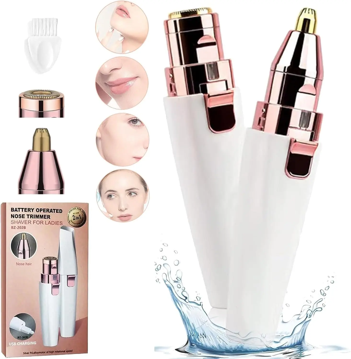 Eyebrow-Facial Hair Remover Women: Portable 2 in 1 Electric Shaver and Facial Trimmer - Rechargeable Eyebrow Lips Body Facial Razor Comfort