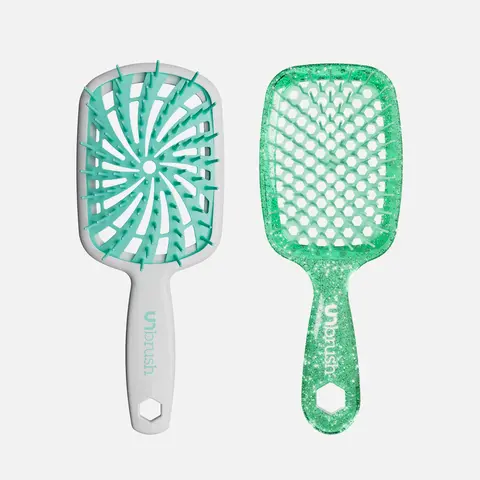UNbrush Plus & Glitter Spark Duo , Pack of 2 Brush, Detangling Hairbrush Anti Tangle Brush