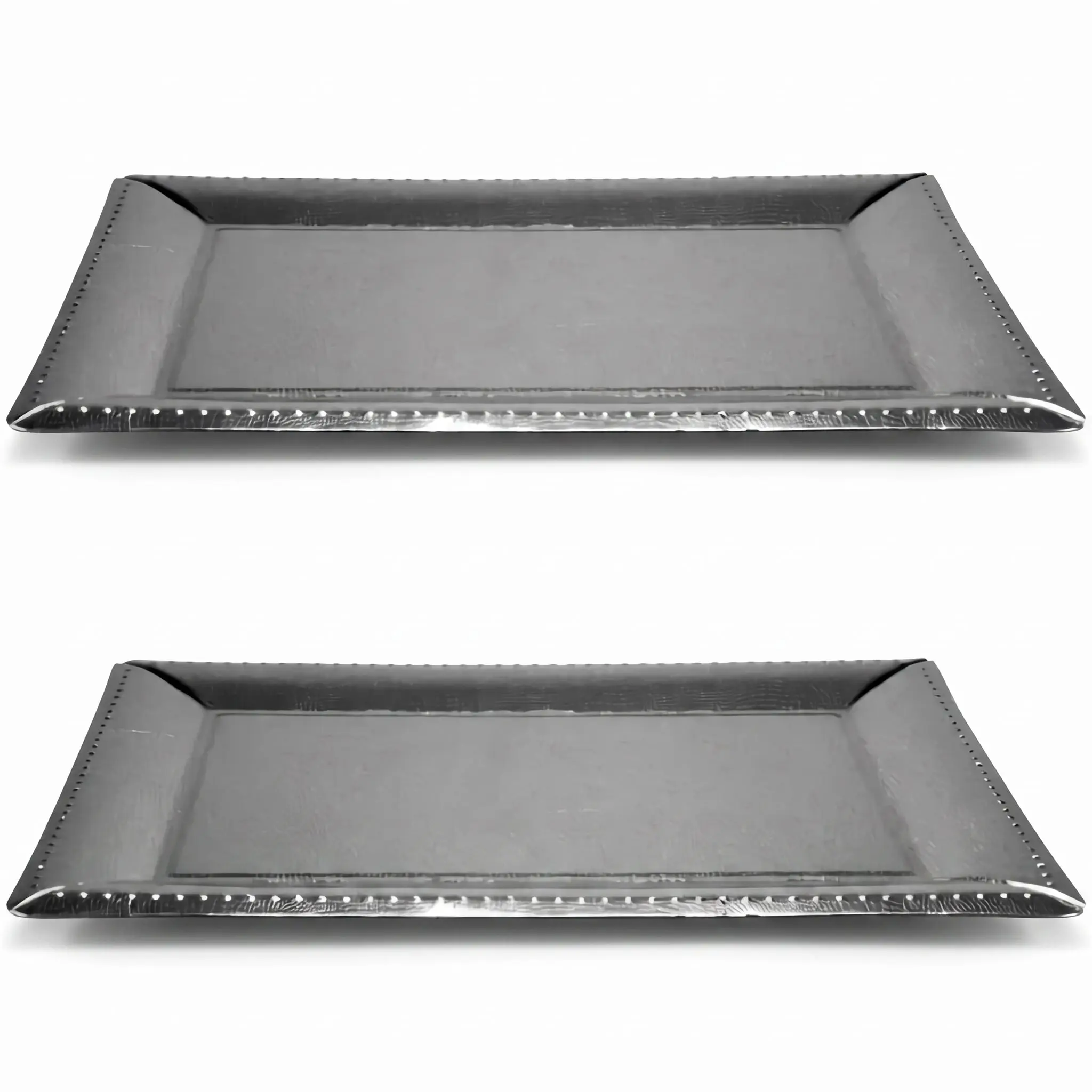 Silver Serving Trays - Set of 2, 16-Inch