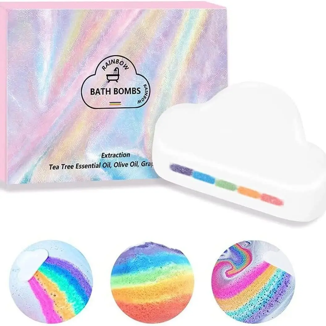Rainbow Cloud Bath Salt Balls, Moisturizing Bubble Bath, Soothing Body Wash, Perfect Gift Choice, Relaxing Bath Experience, Moisturizing Bodycare, Bath Bomb