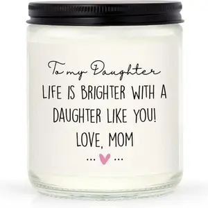 Valentine's Day Gifts for Daughter, Unique Daughter Gift from Mom, Lavender Scented Candle for Daughter Birthday Mothers Day Graduation Back to School Wedding Bridal Shower Gift, Home Decor Supplies