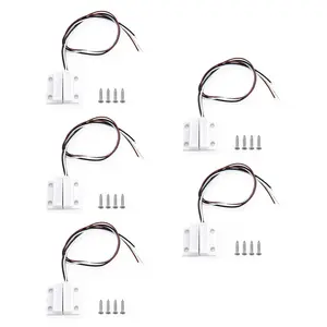 Magnetic Reed Switch NC NO COM Surface Mount Wired Door Window Contact Sensor with Adhesive Paper for Home Security and Burglar Alarm Systems MC-38 5pcs