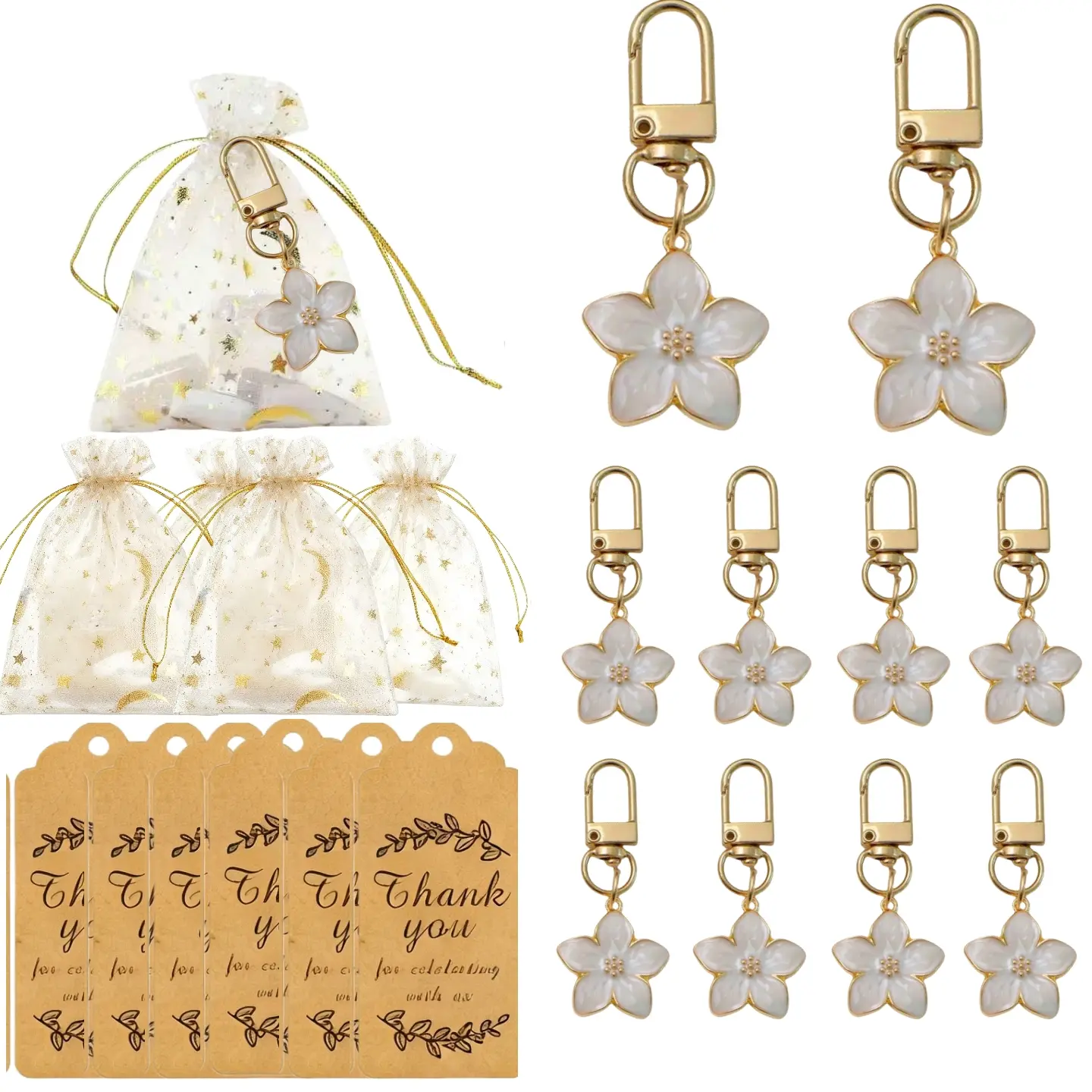 12pcs Gift Box Heart-Shaped Key Ring Zinc Alloy Keychain Pendant Guardian Angel Set, Perfect for Weddings & Special Events, Includes 12 Unique Gifts