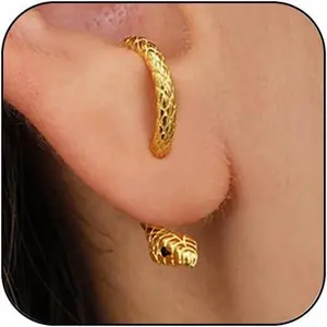Snake Ear Cuffs - Gothic Stud Earrings for Women - Retro Snake Design - Punk Rock Halloween