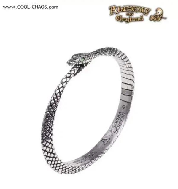Ouroboros Snake Serpent Bracelet Green Crystal Size Small
