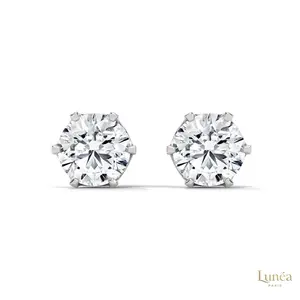 1.30 CT. 6-Prong Solitaire Diamond Studs | Lab Grown | 14K Gold & Platinum