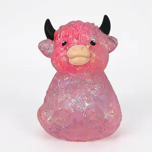 1pcHighland Cow Squishy, Mini Cute Animal Decompression Squeeze Toy for Adults, Slow Rising Sensory Fidget Stress Ball for Anxiety Relief, Easter Basket Stuffer Party Favor Gift for Cow Lover and Animal Lovers