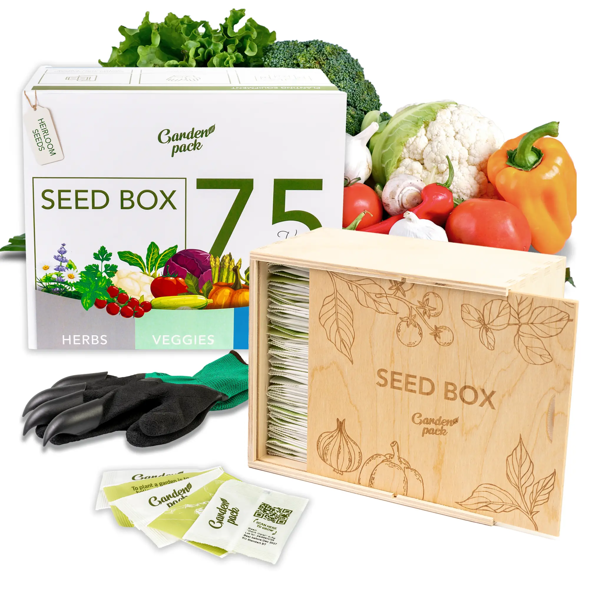 Garden Pack Grow Your Own Kit - 75 Varieties of Herb, Flower and Vegetable Seeds