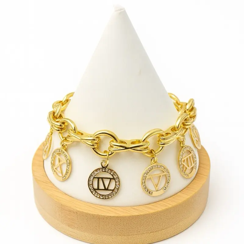Gold-Tone Ten Commandments Charm Bracelet – Faith-Inspired Elegant Jewelry