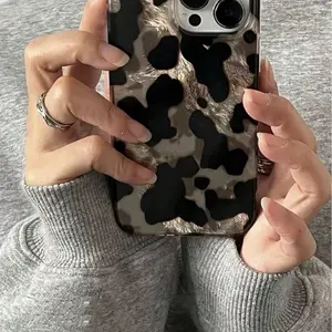 [LEO-7] Ice crack tortoiseshell leopard print is suitable for Apple 16promax mobile phone case iPhone15promax/14/13 origami case