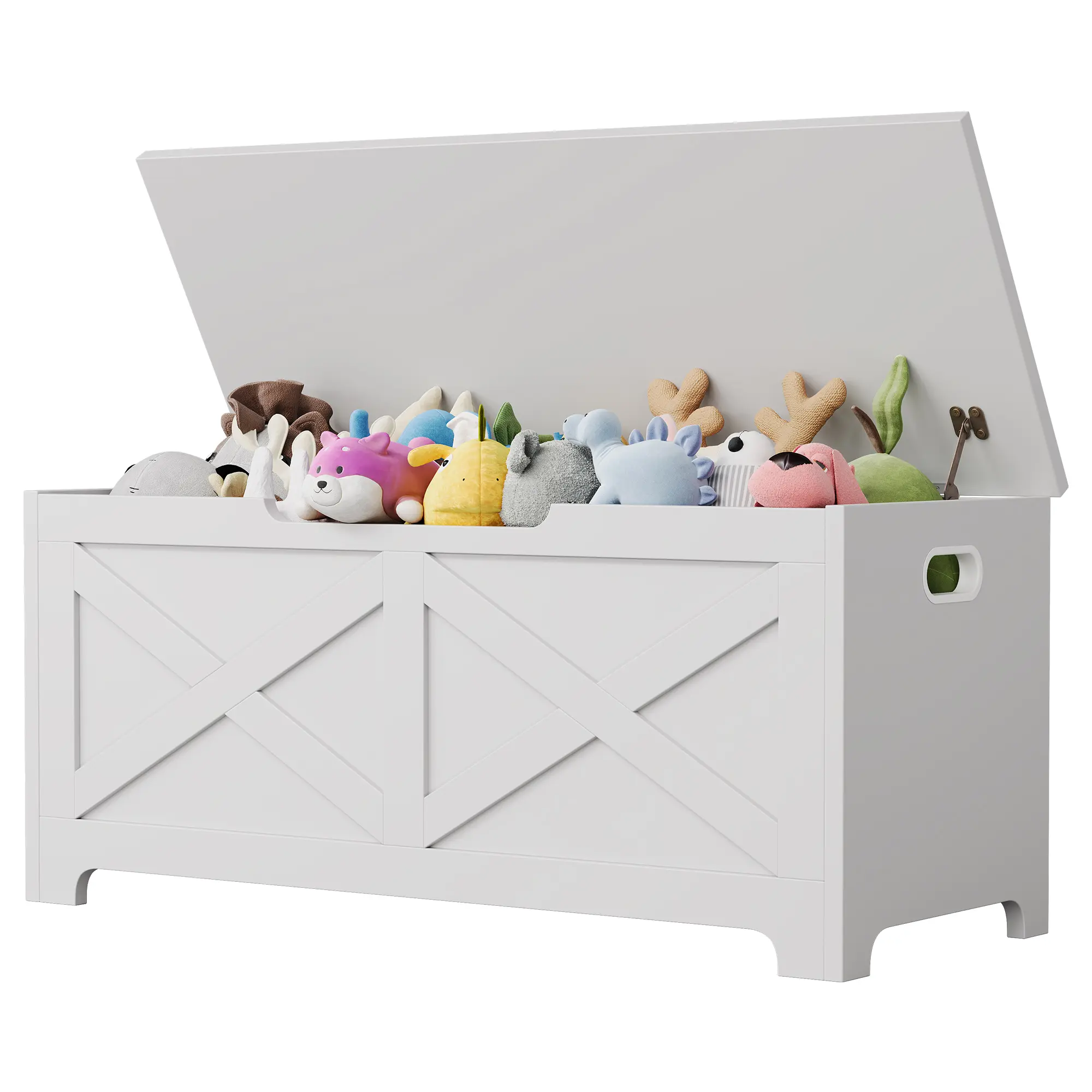 Garvee Farmhouse Wooden Storage Chest Bench – Large 100cm Turnover-Top Trunk with Safety Hinges – Multi-Use Organizer for Entryway, Bedroom, Living Room – Shoe Bench, Toy Storage Box