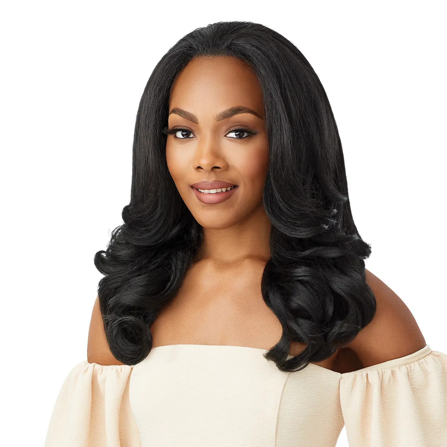 Outre Neesha H301 Quick Weave Half Wig, High Heat Resistant Synthetic Hairpiece with Natural Texture and Volume, Flatter Laying Cap, Hair Wig, Synthetic Wig