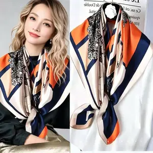 Women’s Satin Silk Feel Square Scarf 90x90cm, Printed Fashion Scarf for Spring & Autumn, Lightweight Neck Scarf & Headscarf, Elegant Gift for Mother’s Day