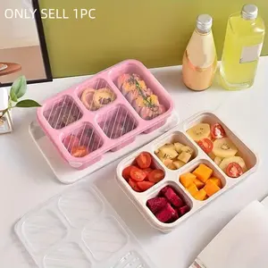Portable Snack Box with Lid, Bento Box, Leakproof Lunch Containers, 5-Compartment Leak-Proof Container, Reusable Snack Container, Food Safety, Storage, Travel Friendly Containers, Ideal for Work, Travel, Camping, Picnic and Outdoor Adventure