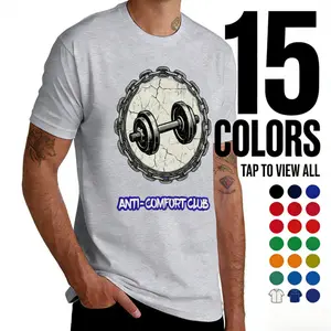 Gifts for Him: Retro Dumbbell Graphic Tee - Men's Anti-Comfort Club Gym Shirt