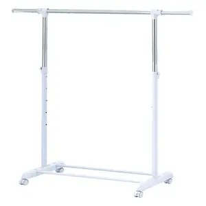 Heavy-Duty Metal Garment Rack with Wheels - Adjustable Height & Width Laundry Storage Solution for Home & Commercial Use