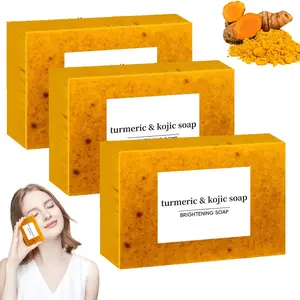 Jabon de Curcuma para Las Manchas, Crema para Manchas Oscuras en La Cara, Jabón para La Cara, Jabón de Cúrcuma Con Vitamina C para Cara y Cuerpo, Piel Hidratante de Piel Sensible Soap, 100g