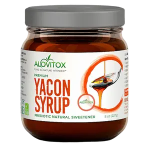 ALOVITOX: Yacon Syrup Organic Raw 8oz Jar - Low Glycemic Index, Vegan, No Salt, No Soy, GMO Free, Natural Sweetener for Health - Sugar, Flavor