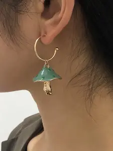 Dreamy Mushroom Pendant Earrings, Colorful Drip Oil Fun Circle Ear Jewelry, Unique Fashion Accessory for Kids and Adults