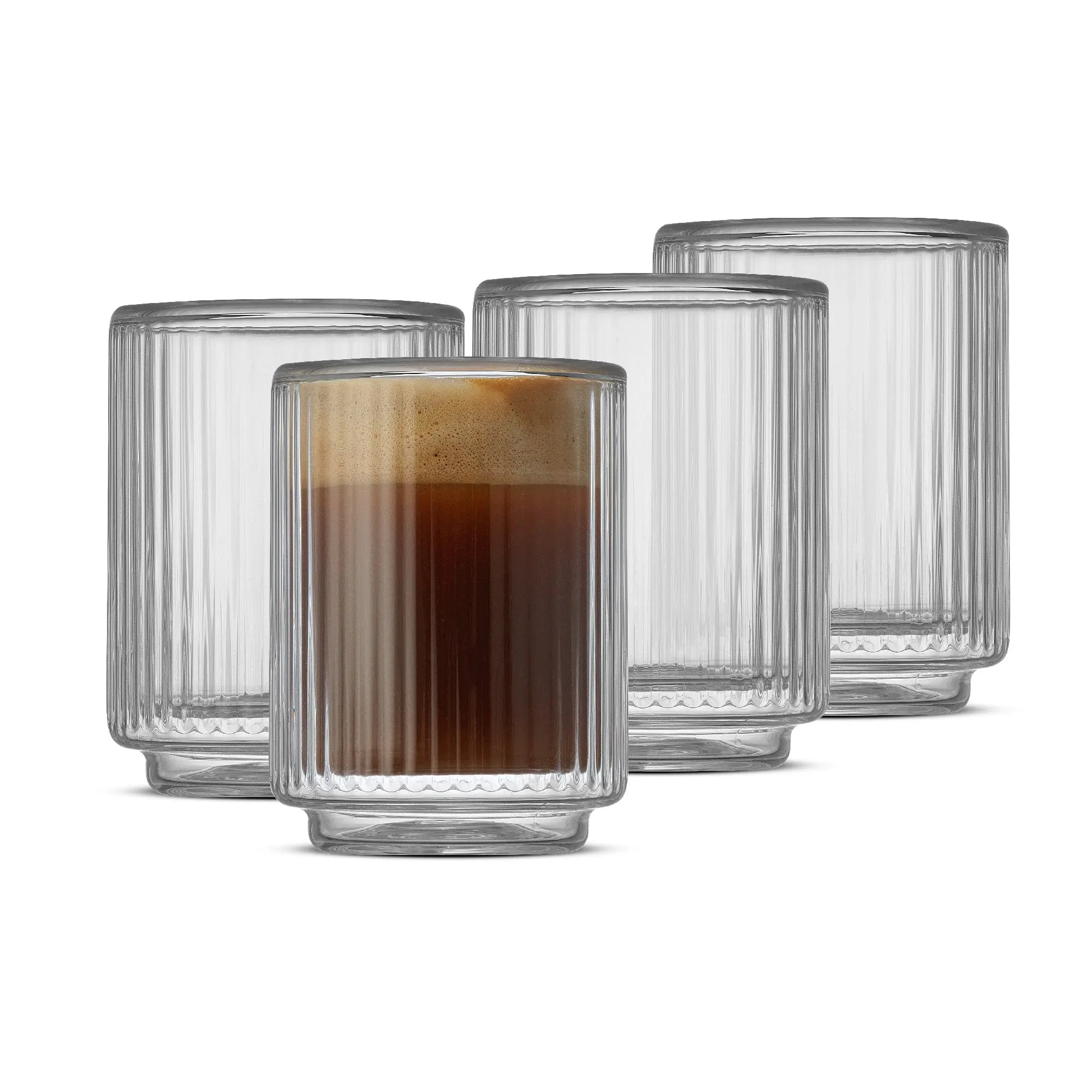 Haven Fluted Stackable Double Wall Espresso Glasses, 2.5 oz