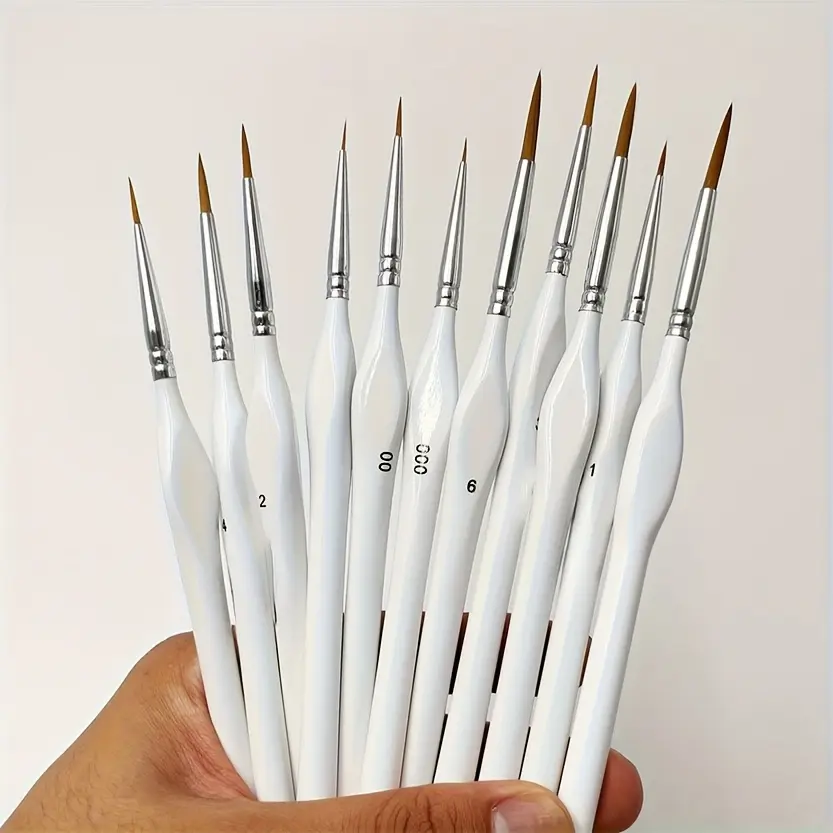 Triangle handle 6/ 11 detail brush set, Art Supplies, suitable for acrylic, oil painting, watercolor, digital painting, model, beauty, manicure, handmade