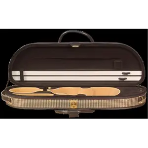 212 MAIN Saga Baker Street Deluxe Half Moon Violin Case - Houndstooth, 2 Bow Holders, Built-In Hygrometer, Color-Matched Interior Blanket, Full Suspension
