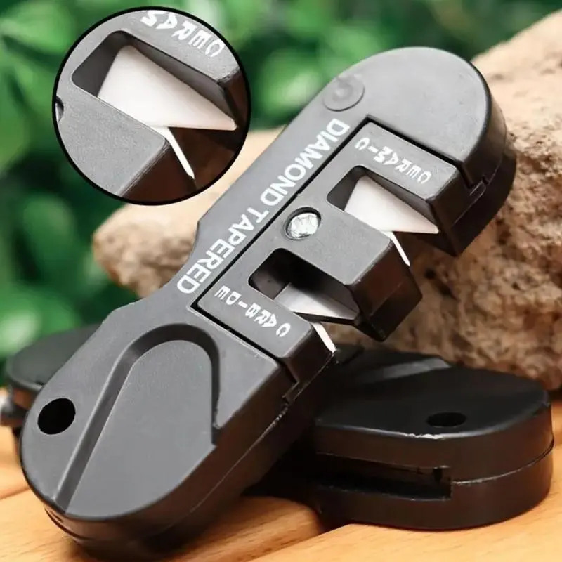 Portable Tungsten Carbide Ceramic Knife Sharpener, Outdoor Camping Hiking Fishing Knife Sharpener, Pocket Tool Sharpening Tool, Camping Tools, Outdoor Camping Equipment