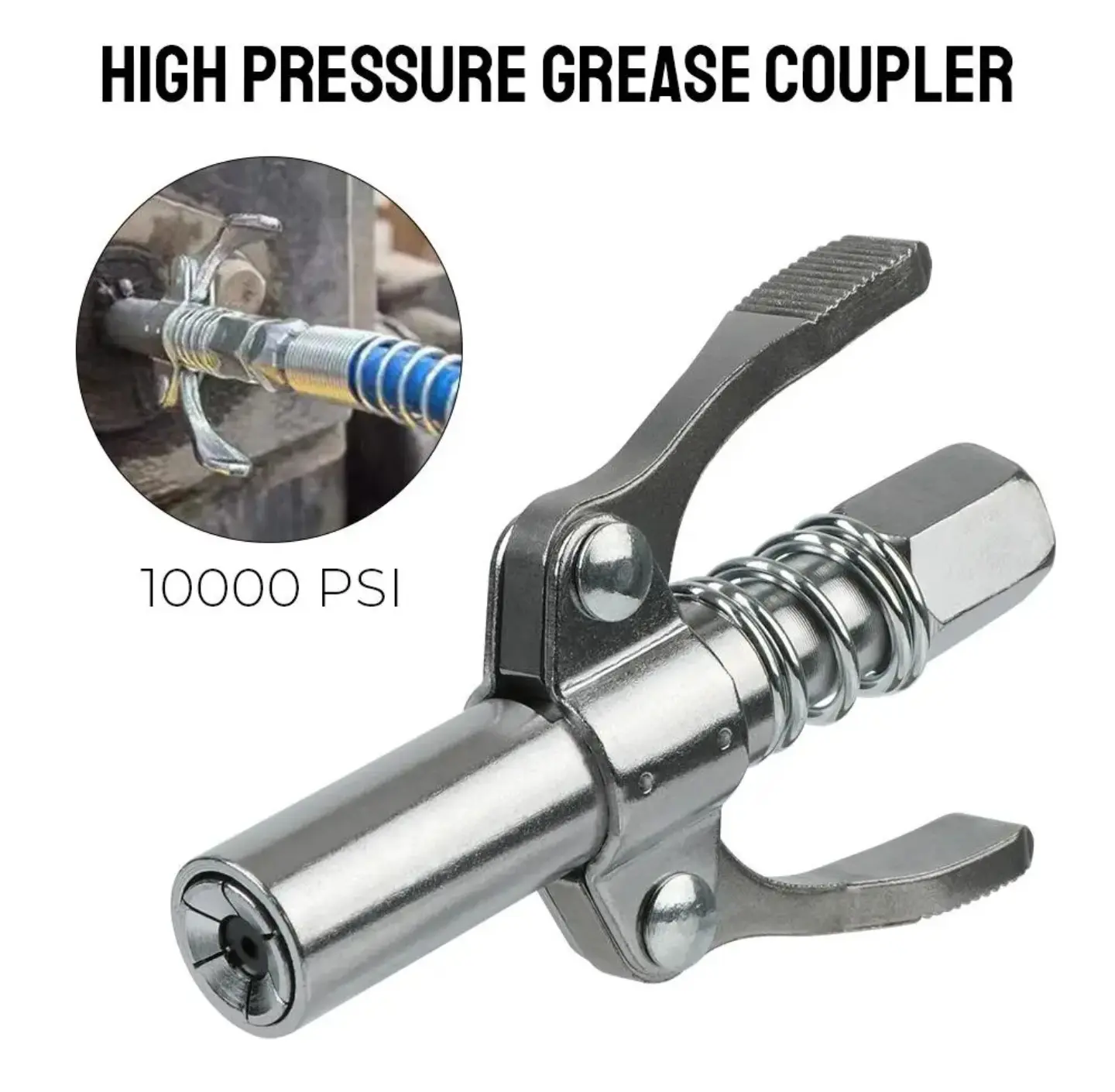 High Pressure Grease Coupler 10000 PSI Single Handle Double Handle Lock Plier Type Flat Head Grease Gun Nozzle Tip