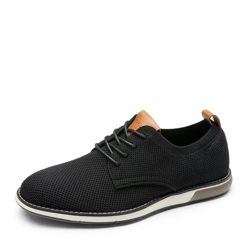 【BRUNO MARC Anniversary】 Men's Knitted Lace-Up Business Casual Oxfords - Soft Breathable Mesh Foam-Cushioned Closed Design Walking Shoes, Pull-On TPR Sole Footwear for Work, Everyday Wear