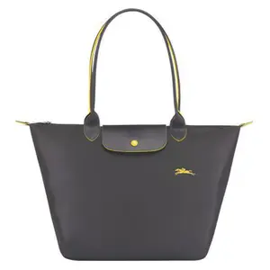 Longchamp Le Pliage Club 31 Large Fabric Tote Bag for Women, Structured Style, Metallic Gray