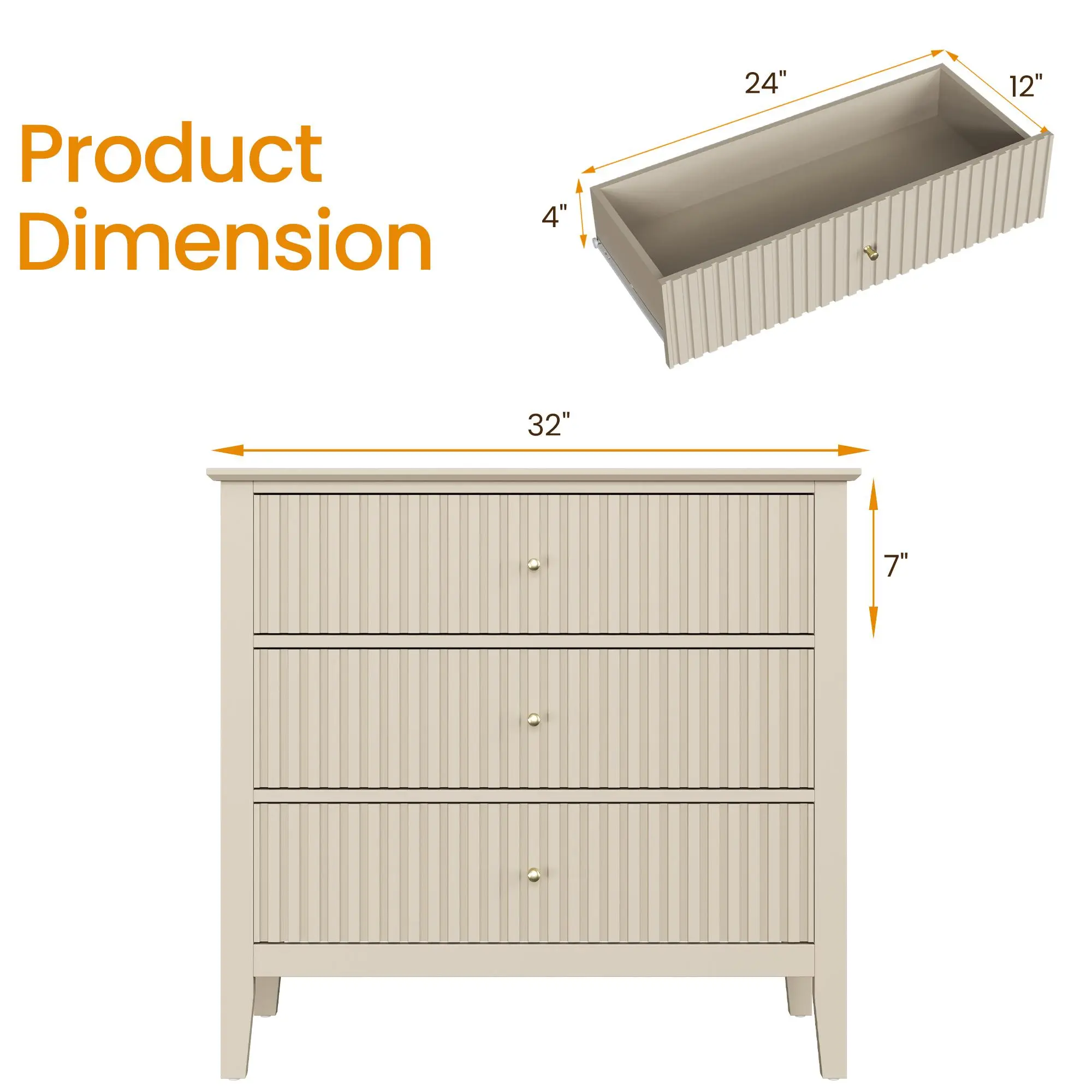 3 Drawers-Beige