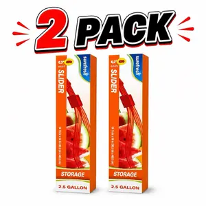 Surefresh Slider Storage Pack, 5-Count BPA-Free Red Plastic Bags with Slide Closure, Disposable Refrigerator-Safe Home Organizer