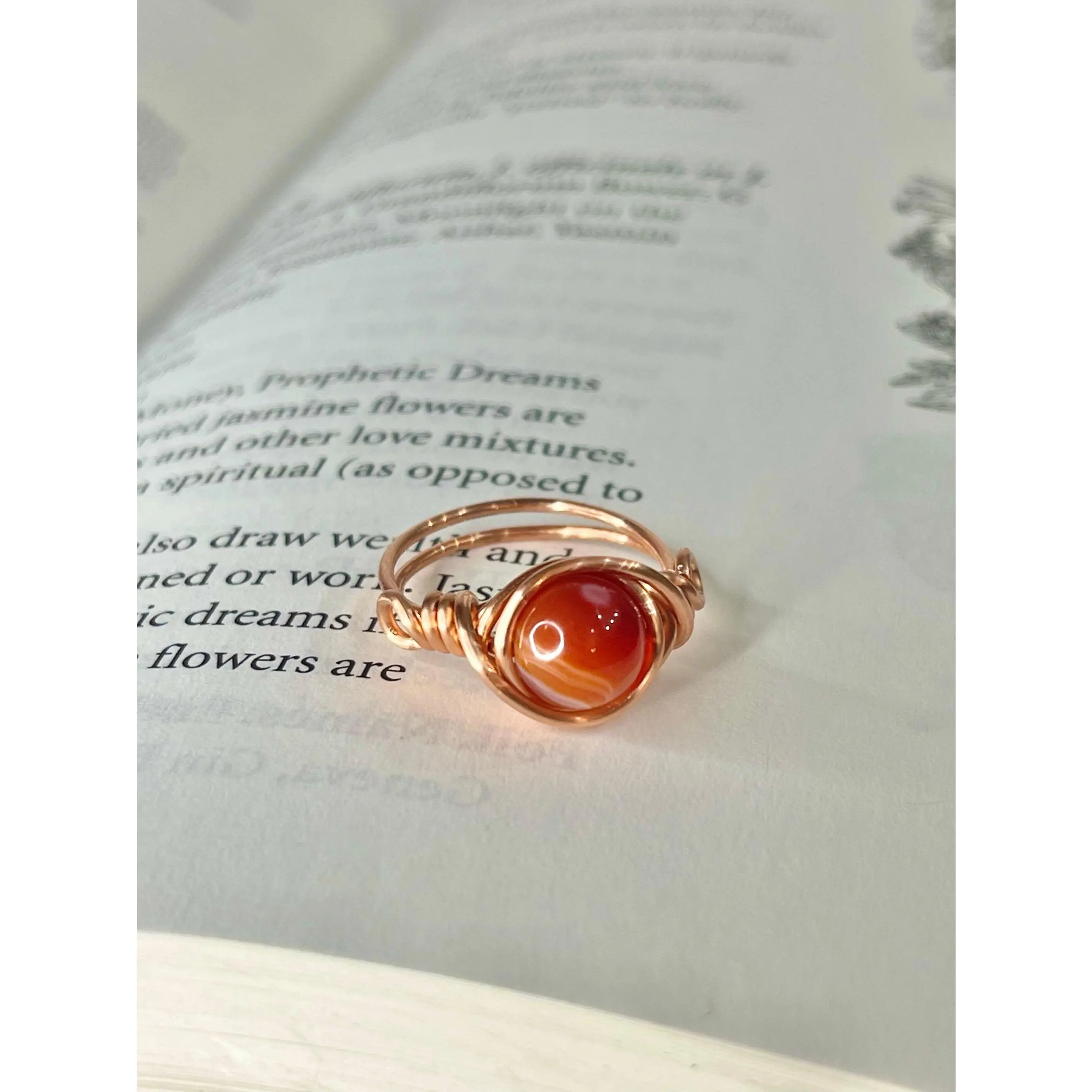Carnelian Genuine Copper Wire Ring~Positivity, Confidence, Magnetism