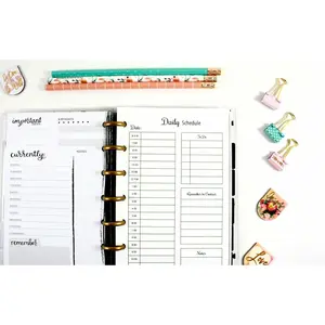 Hourly Planner Inserts for the Mini Happy Planner, Fits 7-Disc Notebook, Hourly Planner, Pre-punched Happy Planner Inserts, Pre-punched Daily Planner