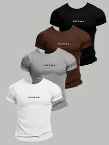 4 Piece Set Solid Color Basic T-Shirts, Casual Daily Wear, Simple Versatile Design, Soft Skin-Friendly Fabric, Unisex