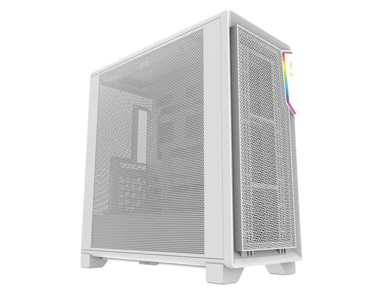 Super Flower Zillion Direct ATX Mid Tower Case, Patent Slope For Direct Airflow To GPU, All Mesh Panel Design for High Airflow Performance, USB 3.0 & Type-C, White, Steel