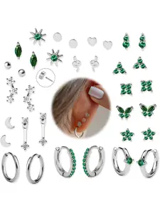 Flat Back Stud Earrings - 17 Pairs Surgical Steel Stud Earrings For Women Hypoallergenic Hoop Earrings Tiny Screw Back Cartilage Earring Set For Multiple Piercing Ear Cartilage Studs Post Earrings Ear Accessories