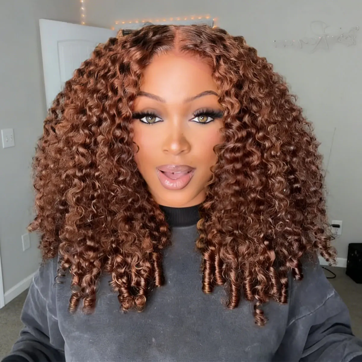 OQ HAIR #4 Brown 13x6 Lace Front Wigs Human Hair 220% Density Burmese Curly Glueless Wig Pre Everything with Natural Hairline Colored Hair