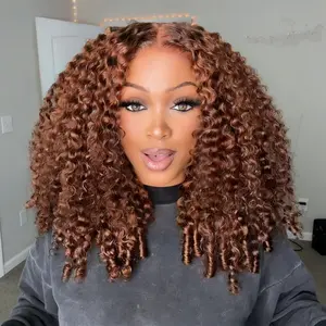 OQ HAIR #4 Brown 13x6 Lace Front Wigs Human Hair 220% Density Burmese Curly Glueless Wig Pre Everything with Natural Hairline Colored Hair