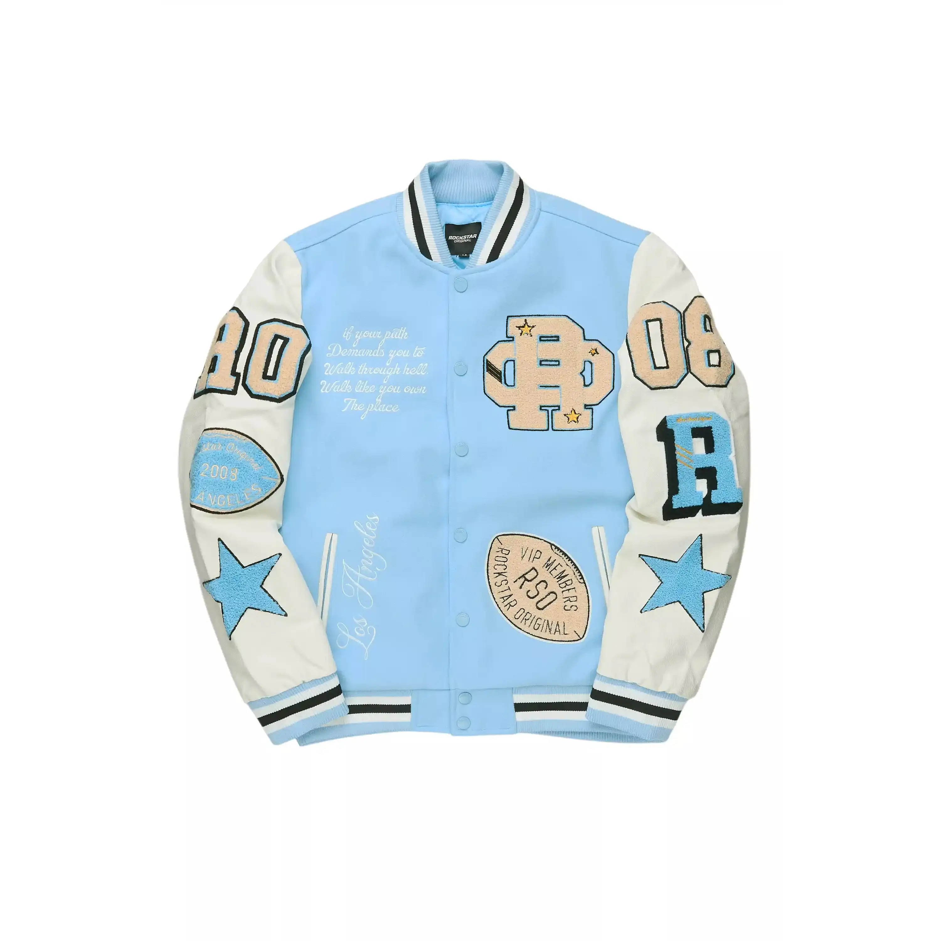 Adrienne Baby Blue Oversized Varsity Jacket Adrienne Baby Blue Oversized Varsity Jacket