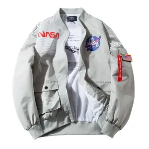 Mens Apollo NASA Patches Slim Fit Bomber Jackets Windbreake Casual Tops