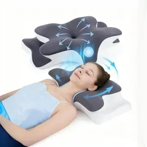 Orthopedic Neck Pillow for Pain Relief Cervical Support Memory Foam Contour Design Cooling Pillowcase Ideal for Side Stomach Back Sleepers