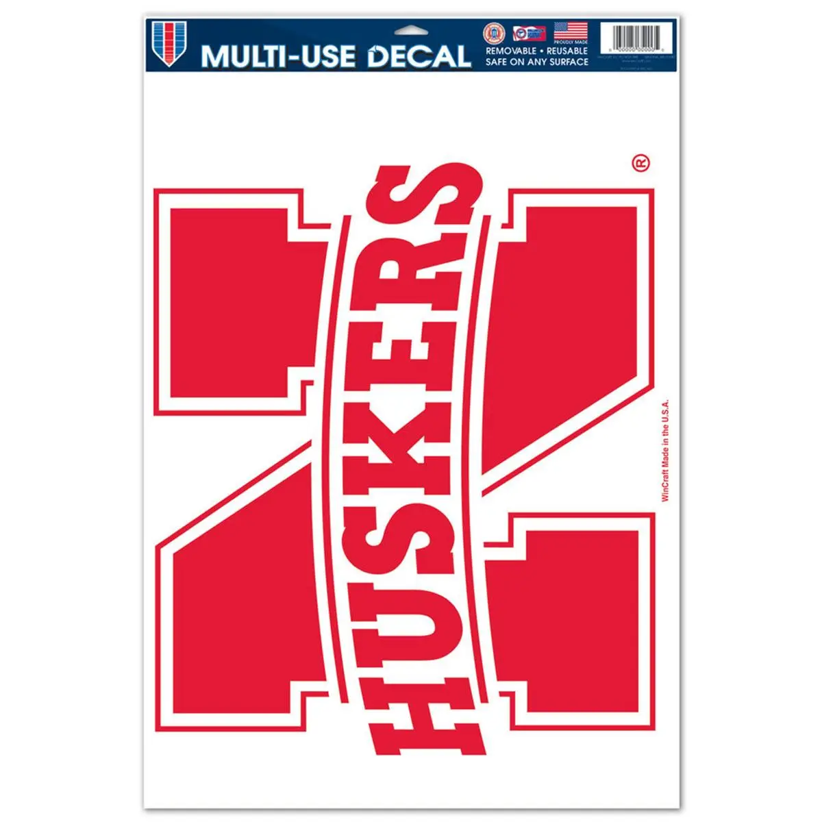 Nebraska Cornhuskers Logo Car Sticker, 11" x 17" Ultra Large Reusable Decal, Peel Off Outdoor Safe Automotive Exterior Accessory
