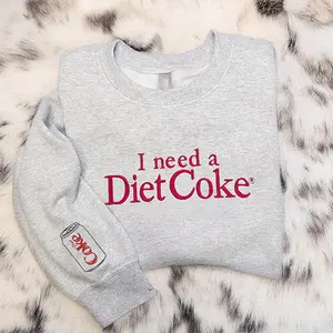 Embroidered I Need a Diet Coke Sweatshirt, Diet Coke Social Club Crewneck, Cute Soda Lover Sweater, Fun Gift for Diet Coke Fans
