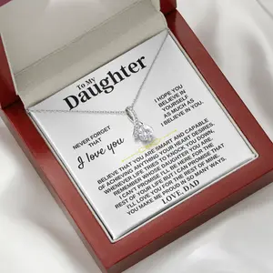 To My Daughter Necklace with Message Card from Her Dad, Anniversary Necklace, Gift for Daughters, Teenagers, Girls, Birthday Christmas