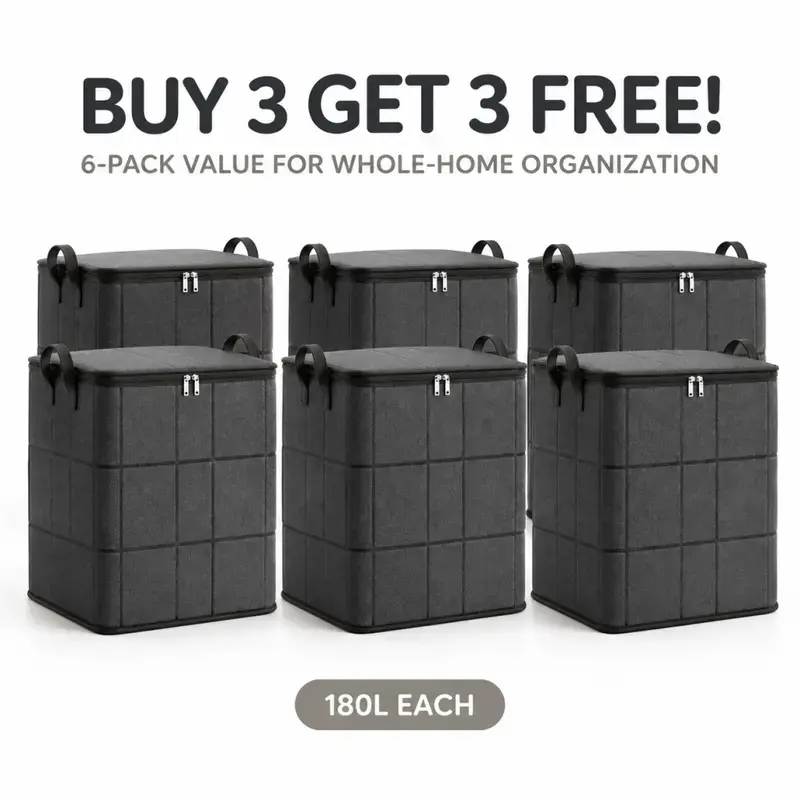 Large Capacity Heavy Duty Collapsible Storage Tote, Double Zipper Dust Moisture Resistant Container for Closet Bedding Clothes Camping Gear