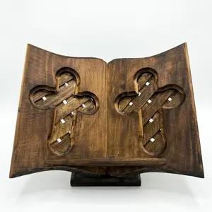 Wooden Cross Bible Holder Stand - Elegant Minimalist Wood Christian Home Decor, Ideal for Christianity-Themed Gifting